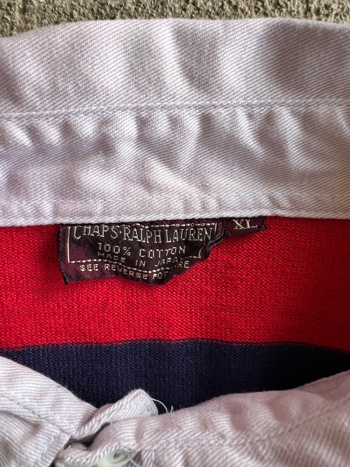 Vintage 90's Chaps Ralphs Lauren Made in Japan Striped Rugby Shirt