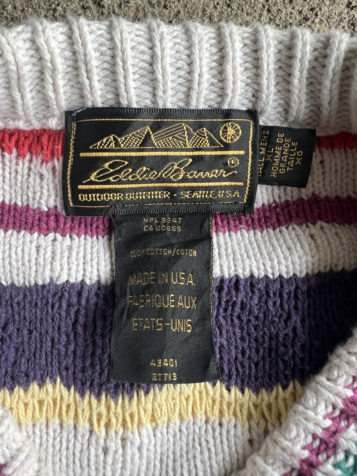 Vintage 90's Eddie Bauer Striped Knit Crewneck Sweater