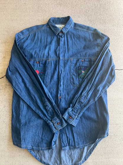Vintage 90's Bugle Boy New Basics Denim Button Up Shirt