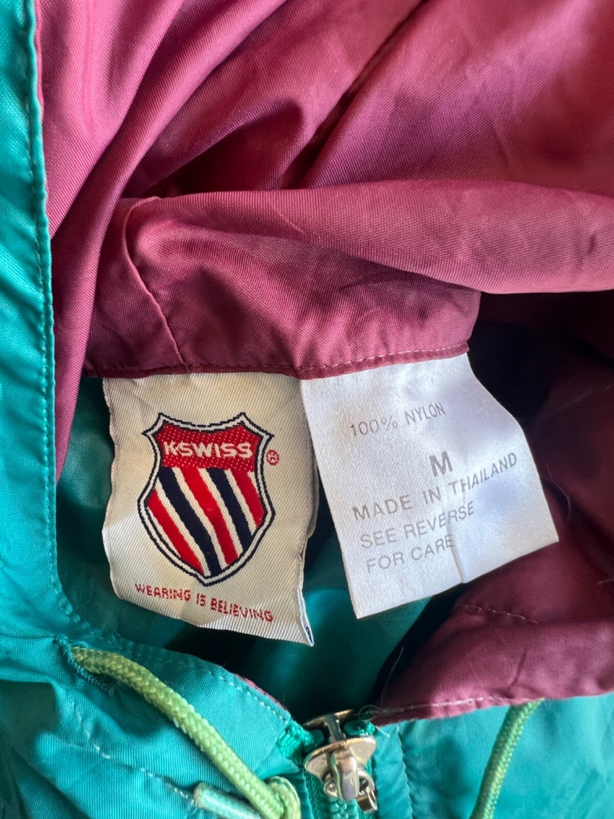 Vintage 90's K-Swiss Hooded Windbreaker Jacket