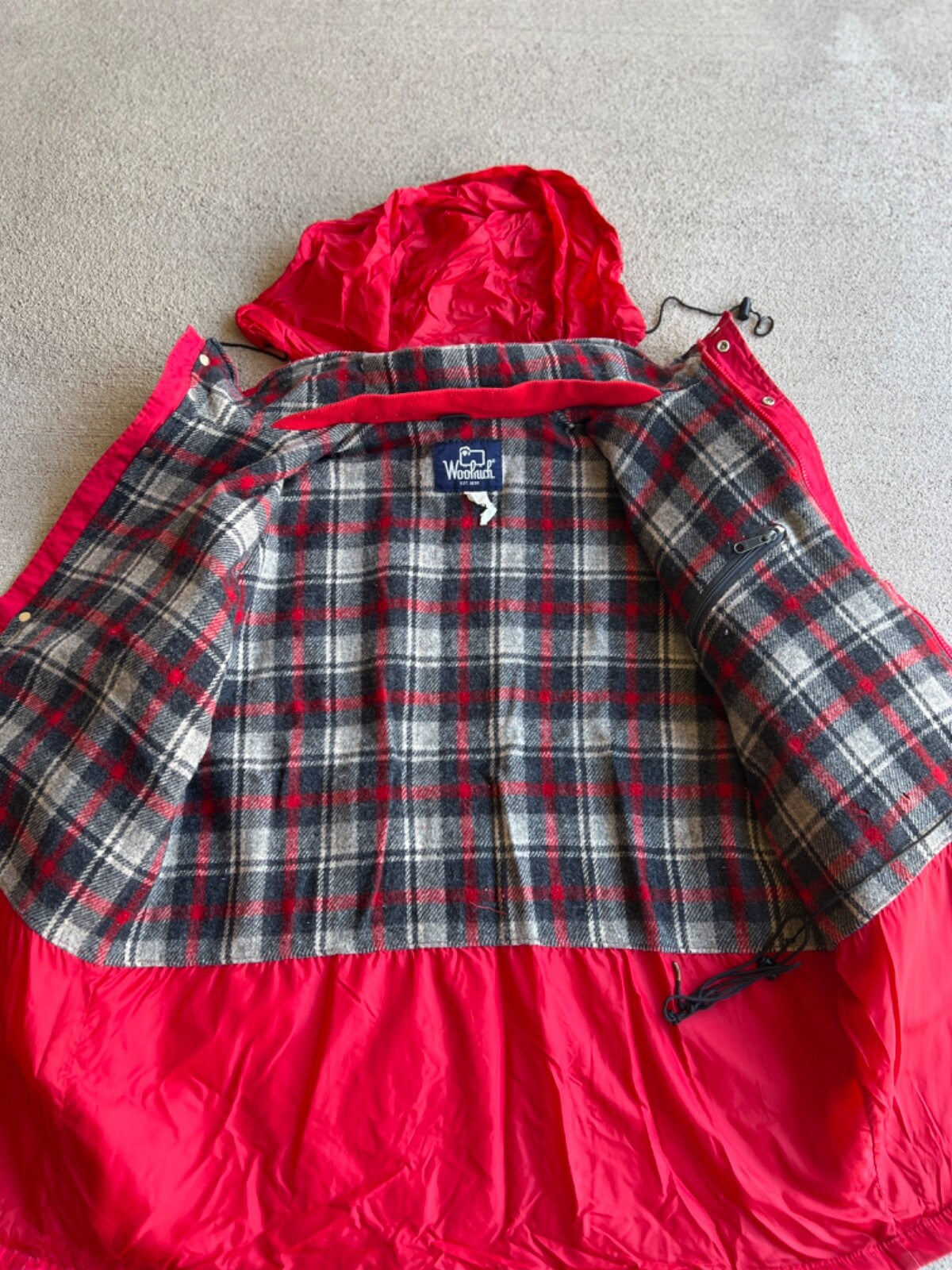 Vintage Woolrich Packable Hood Blanket Lined Parka Jacket