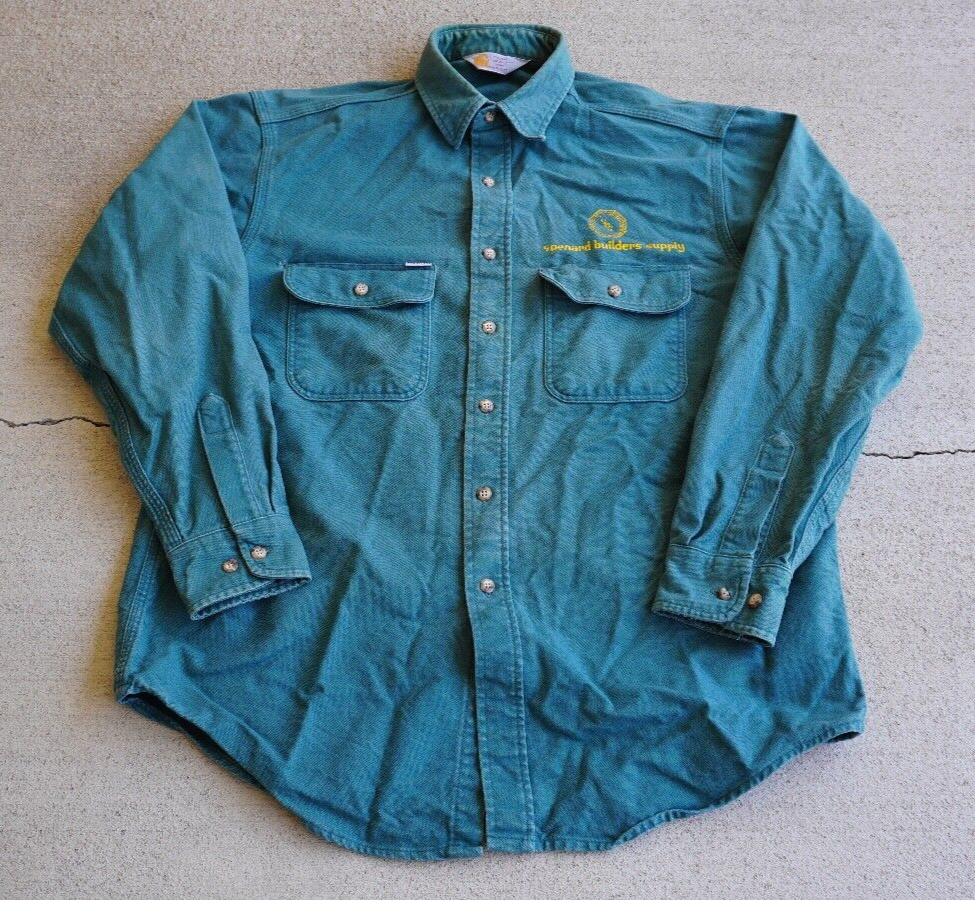 Vintage 90's Carhartt "Spenard Builders Supply"  Button Up Work Shirt