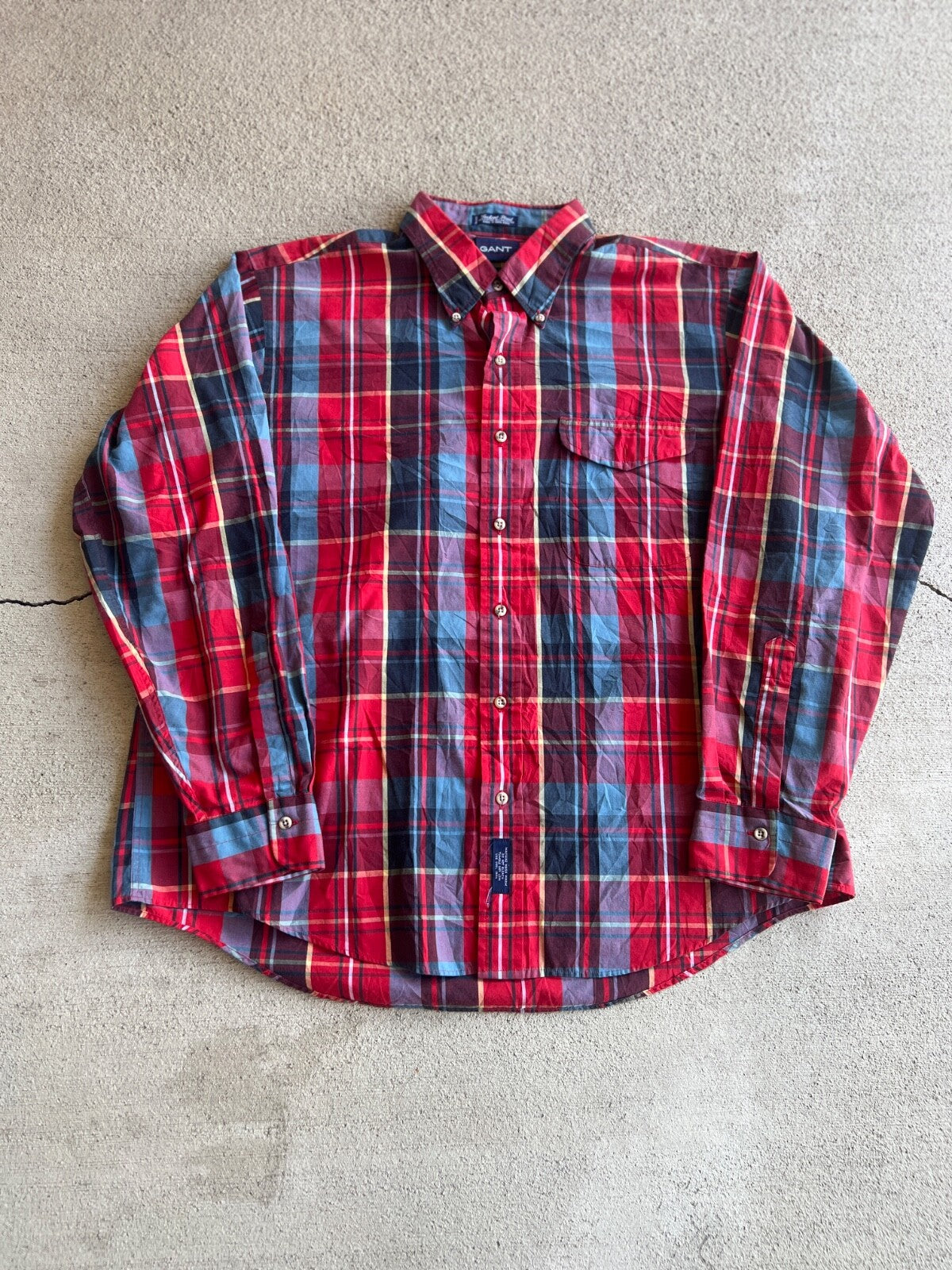 Vintage 90's Gant Foxhunt Plaid Button-Down Shirt