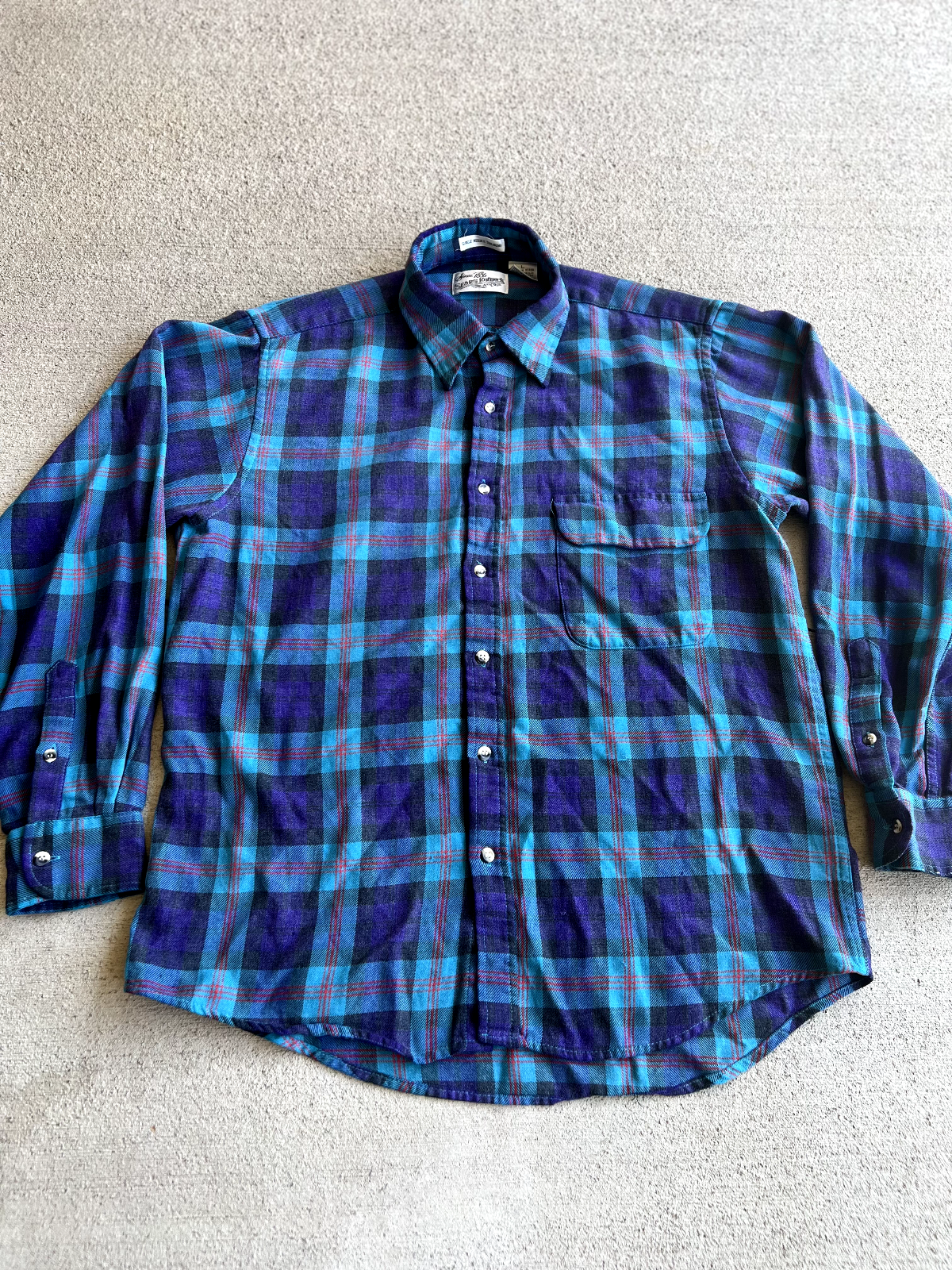 Vintage 80's Sears Roebuck Single Thread Button Up Shirt
