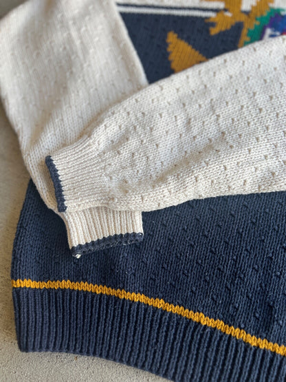 Vintage 90's Perry Ellis Crest Anchor Knit Crewneck Sweater