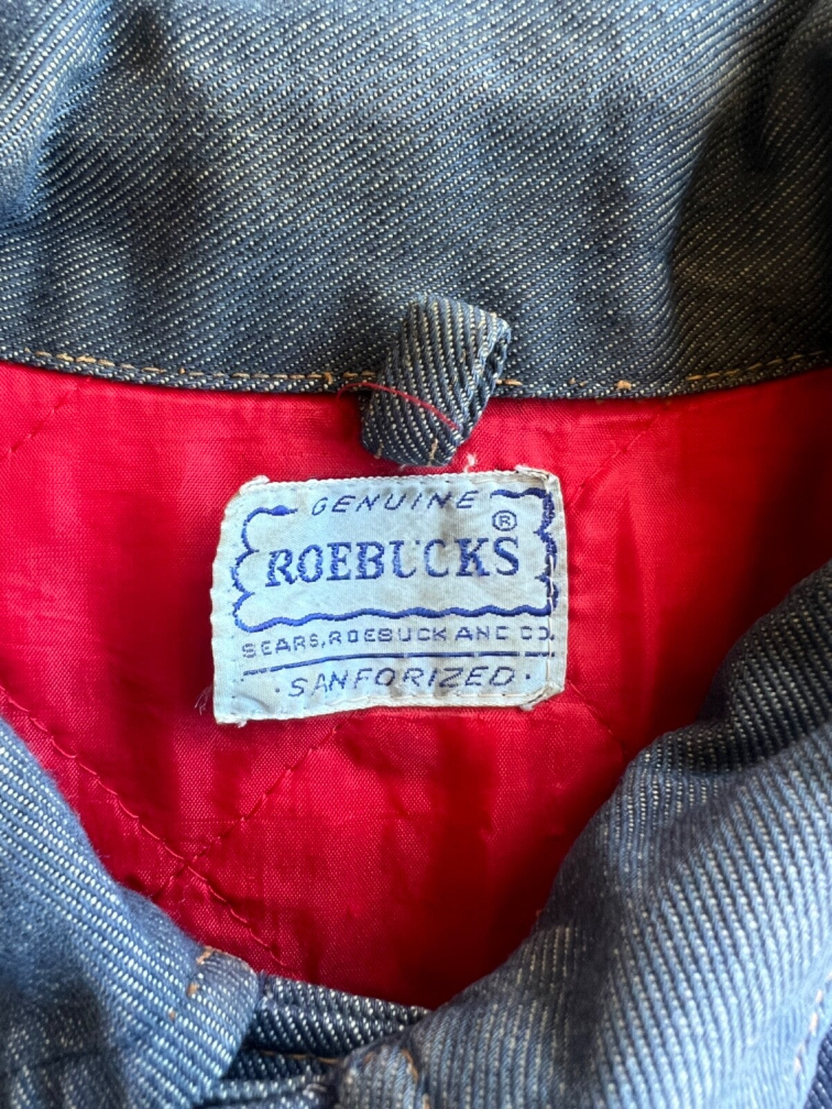 Vintage Roebucks Quilted Lined Denim Trucker Jacket