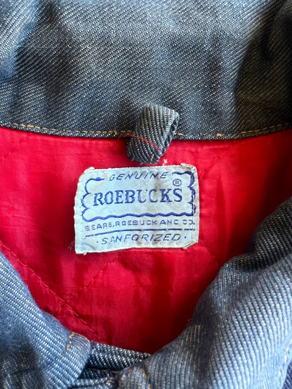 Vintage Roebucks Quilted Lined Denim Trucker Jacket