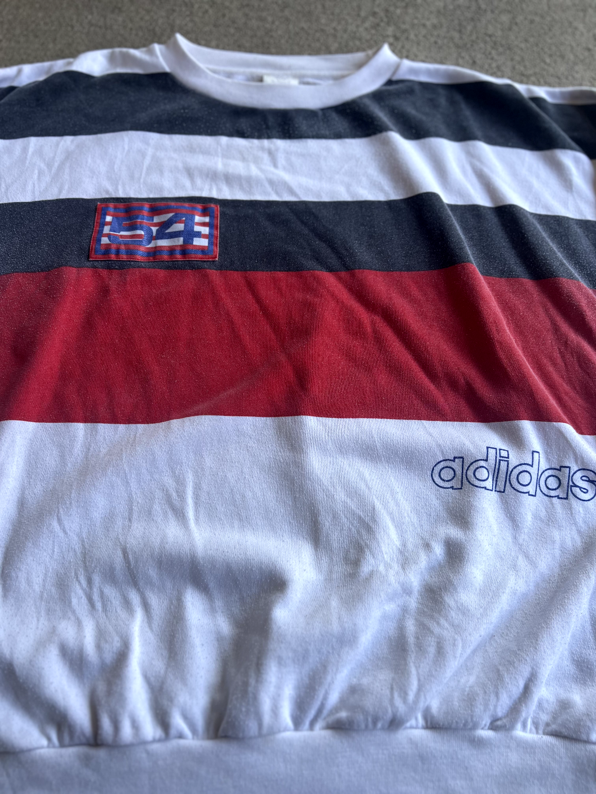 Vintage 90's Adidas "54" Striped Crewneck Sweatshirt