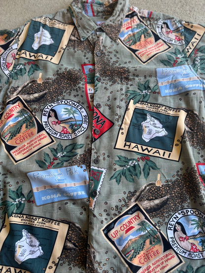 Vintage 90's Reyn Spooner "Coffee" Button Up Shirt