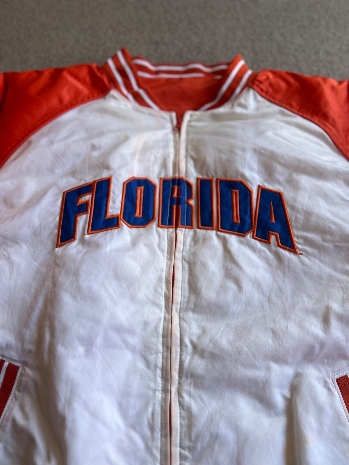 Vintage Y2K Starter Florida University Reversible Satin Bomber Jacket