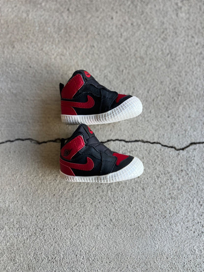 Jordan 1 Crib Bootie Black & Red (Bred) 3c w/Box
