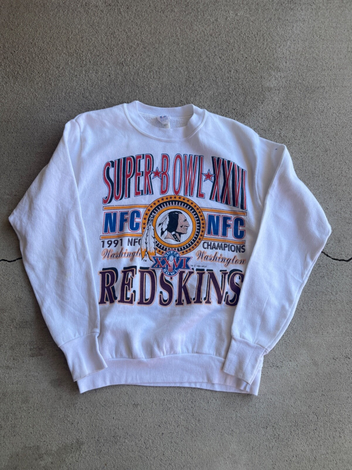 Vintage 90's Logo 7 Super Bowl XXVI 91 Redskins NFC Championship Sweatshirt