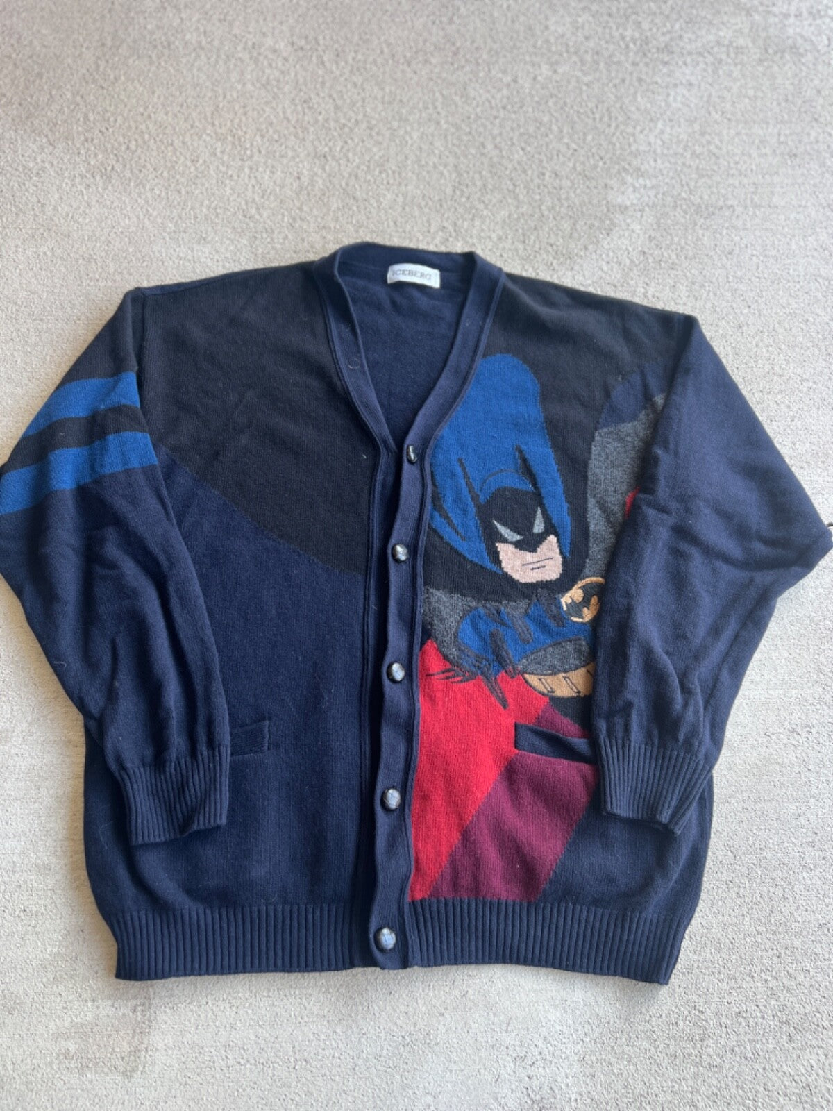 Vintage 90's Iceberg "Batman The Animated Series" Cardigan Sweater
