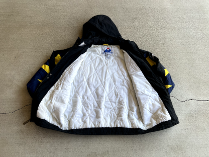 Vintage 90's Apex One Notre Dame Hooded Bomber Jacket.