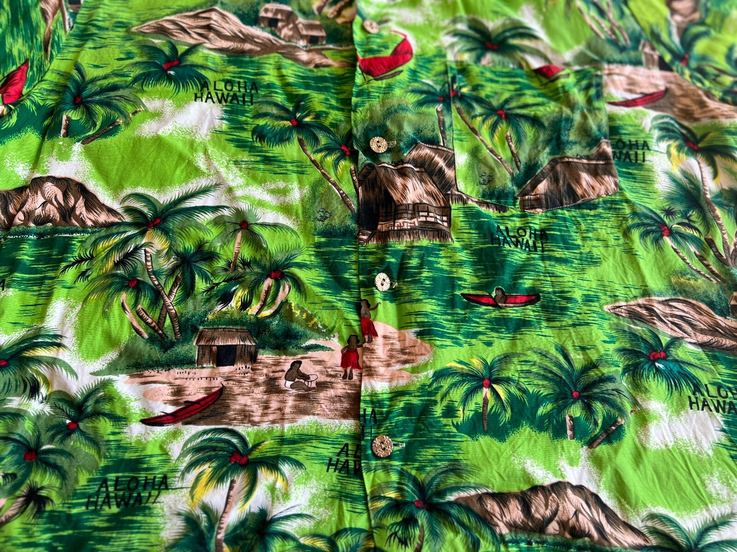 Vintage Island Fashions Hawaiian Camp Button Up Shirt