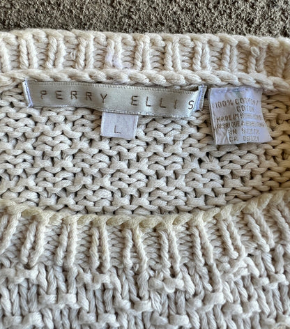 Vintage 90's Perry Ellis Crest Anchor Knit Crewneck Sweater