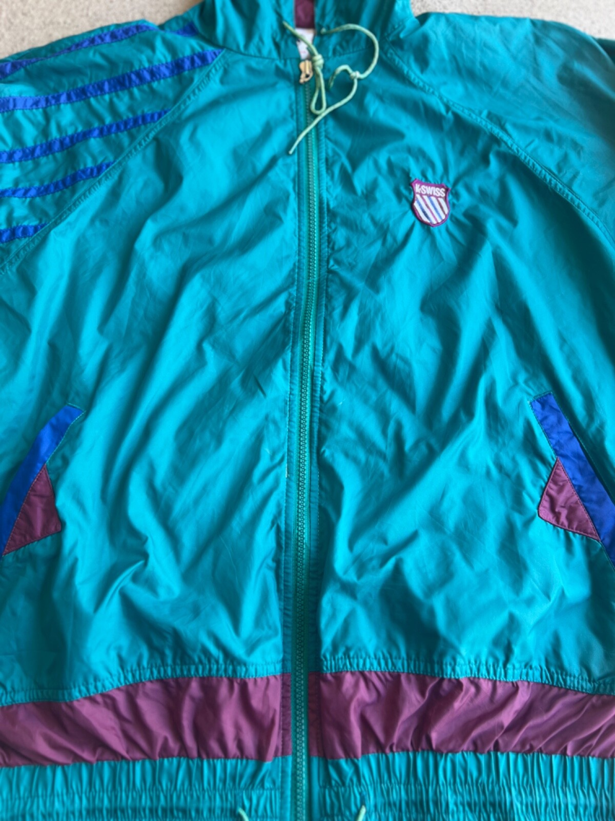 Vintage 90's K-Swiss Hooded Windbreaker Jacket