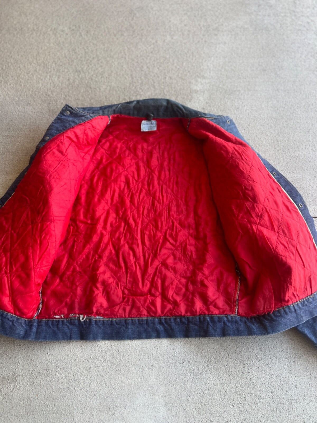 Vintage Roebucks Quilted Lined Denim Trucker Jacket