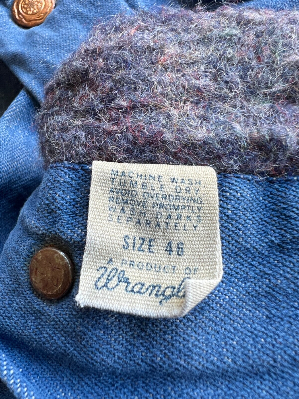 Vintage Wrangler Blanket Lined Denim Chore Jacket