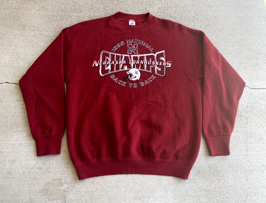 Vintage 90's Nebraska Cornhuskers 95' Back 2 Back Championship Sweatshirt