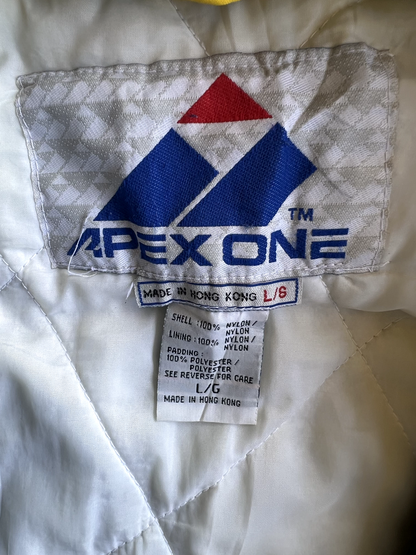 Vintage 90's Apex One Notre Dame Hooded Bomber Jacket.