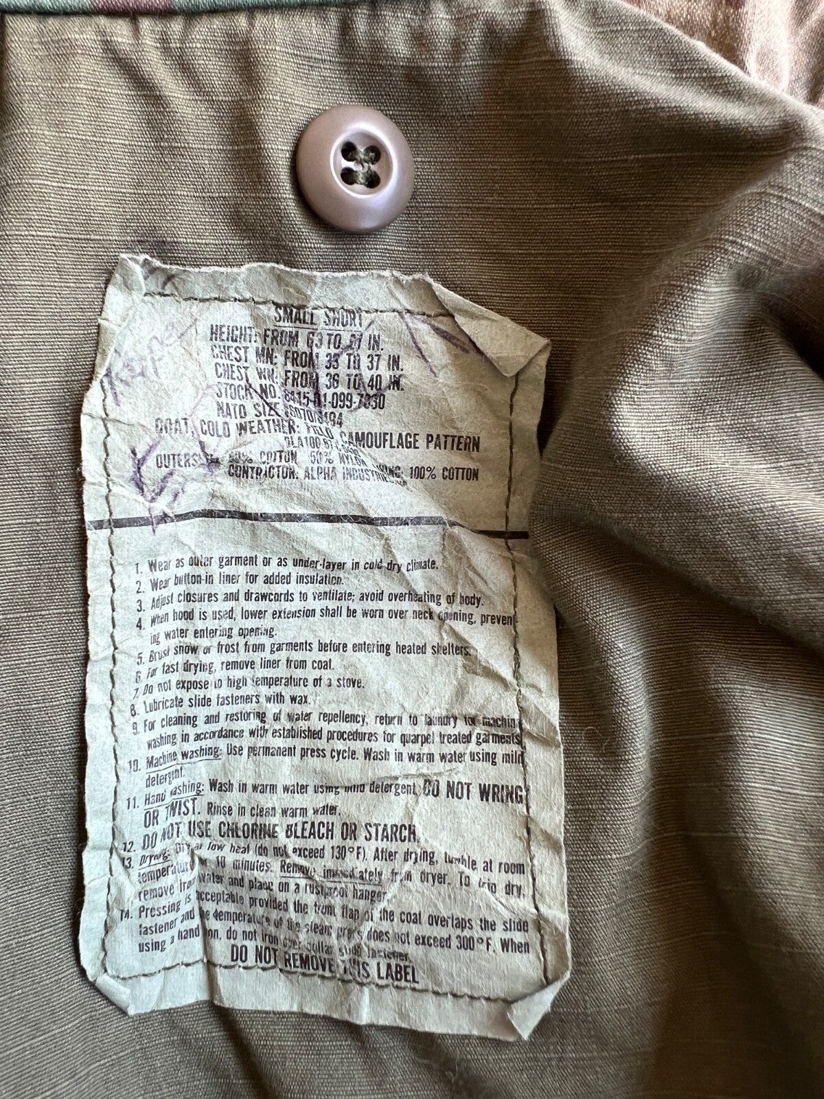 Vintage 80's Alpha Industries Cold Weather Field Camo Jacket