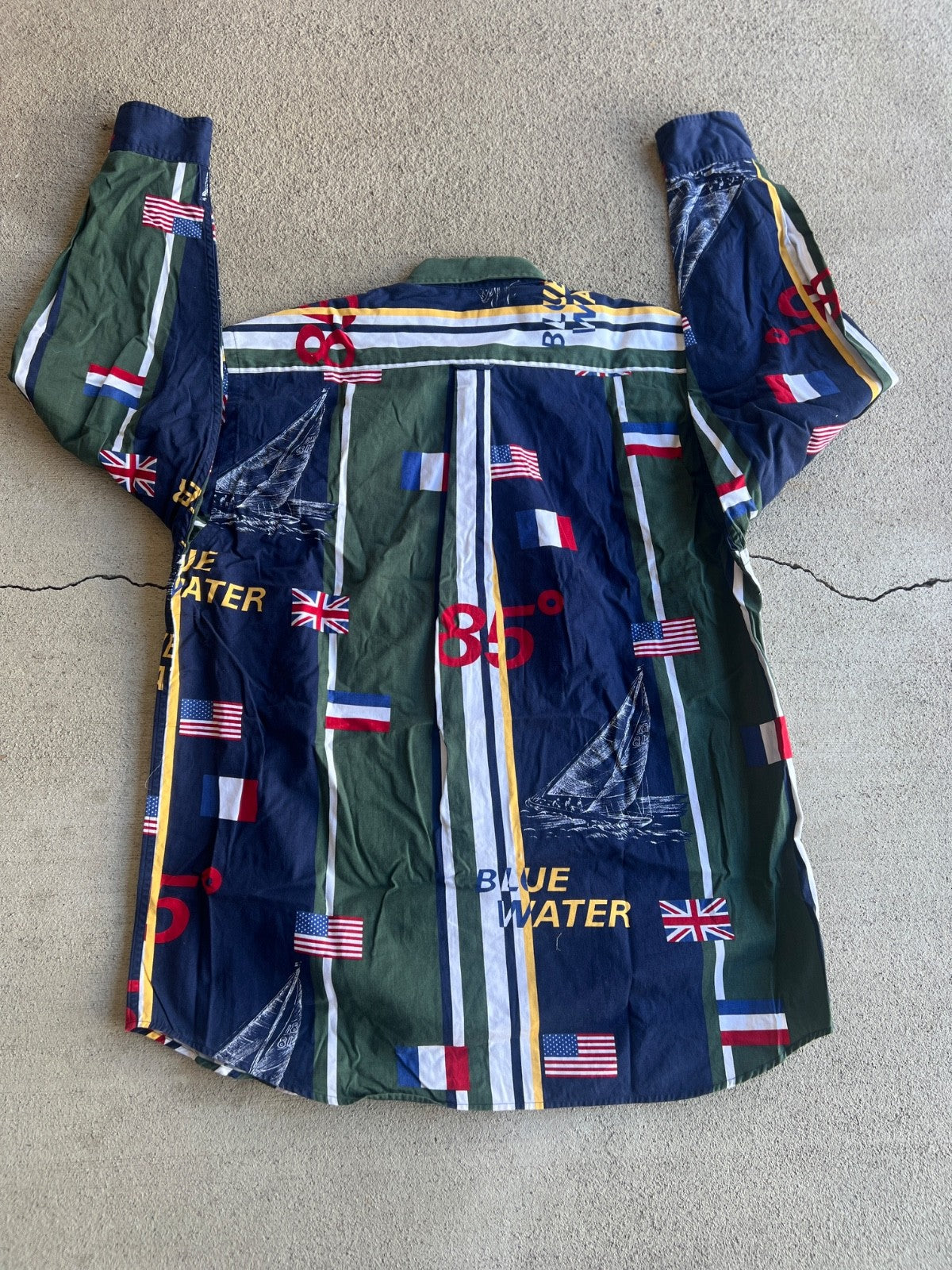 Vintage 90's Nautica Blue Water Challenge "Flags" Button-Down Shirt