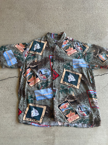 Vintage 90's Reyn Spooner "Coffee" Button Up Shirt