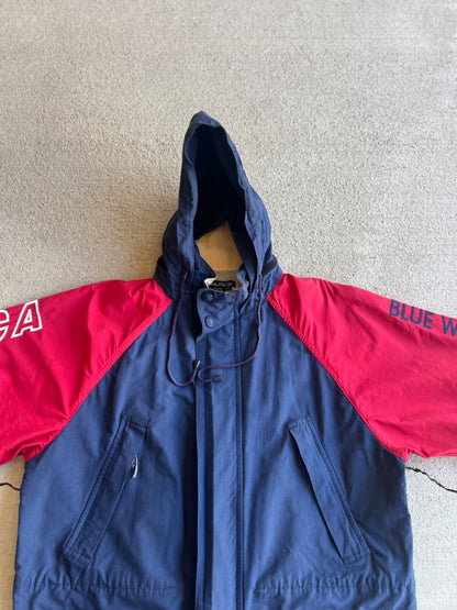 Vintage 90's Nautica Blue Water Challenge Packable Hood Sailing Jacket