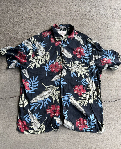 Vintage Y2K  Silk Hawaiian Button Up Shirt