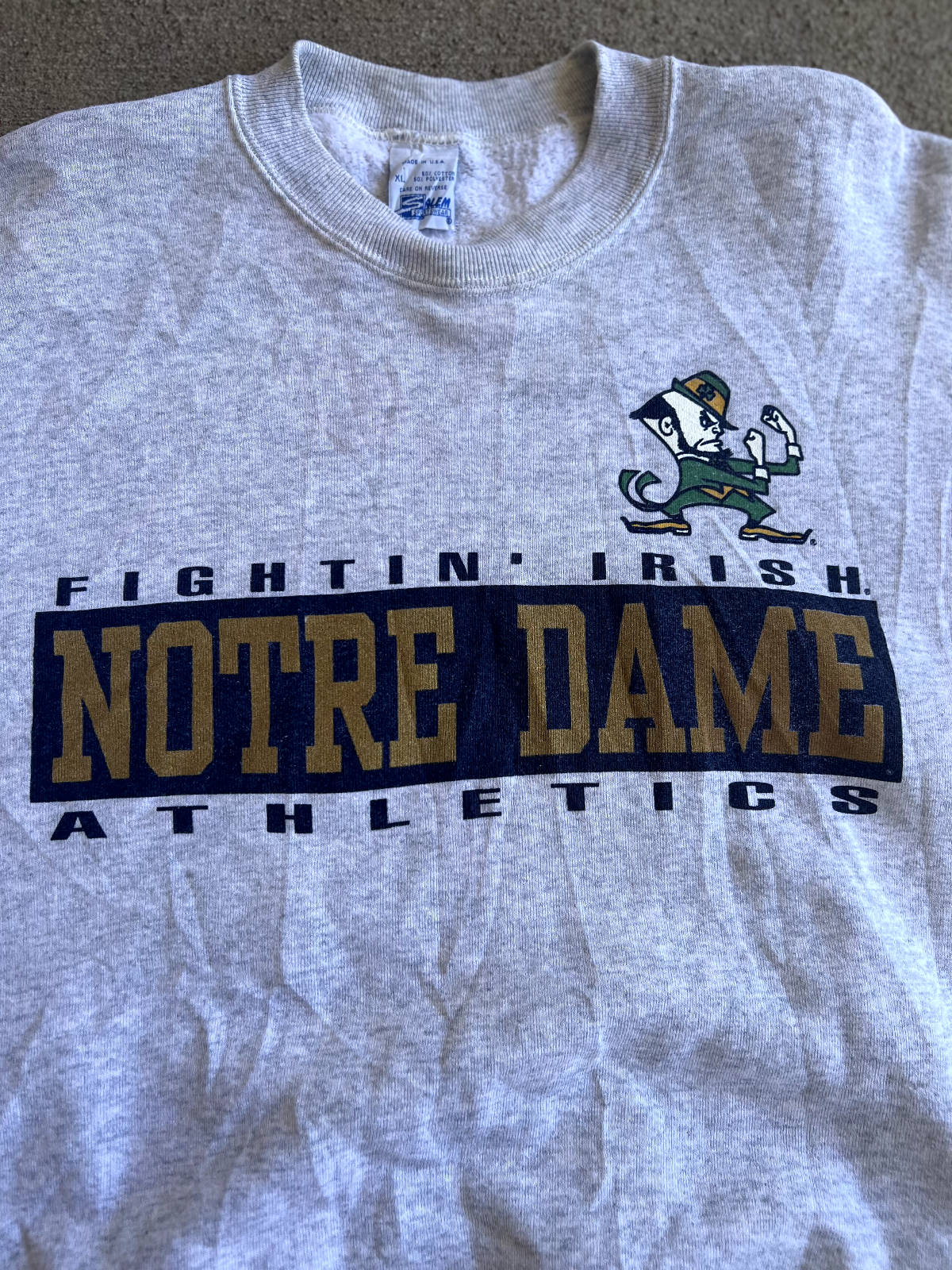 Vintage 90's Salem Sportswear Notre Dame Athletics Crewneck Sweatshirt