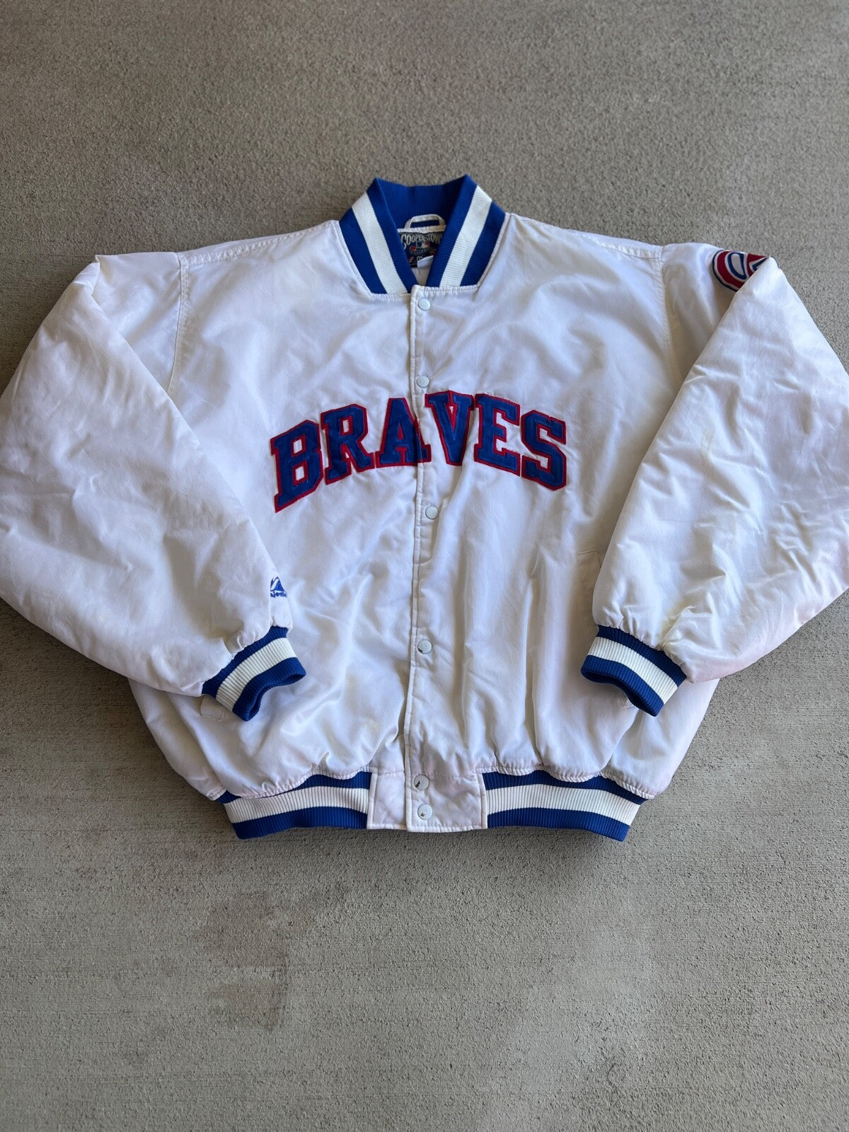 Vintage 90's Majestic Cooperstown Atlanta Braves Bomber Jacket
