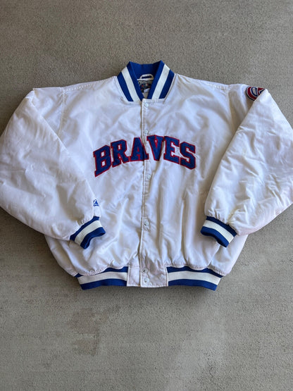 Vintage 90's Majestic Cooperstown Atlanta Braves Bomber Jacket