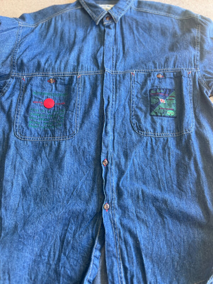 Vintage 90's Bugle Boy New Basics Denim Button Up Shirt