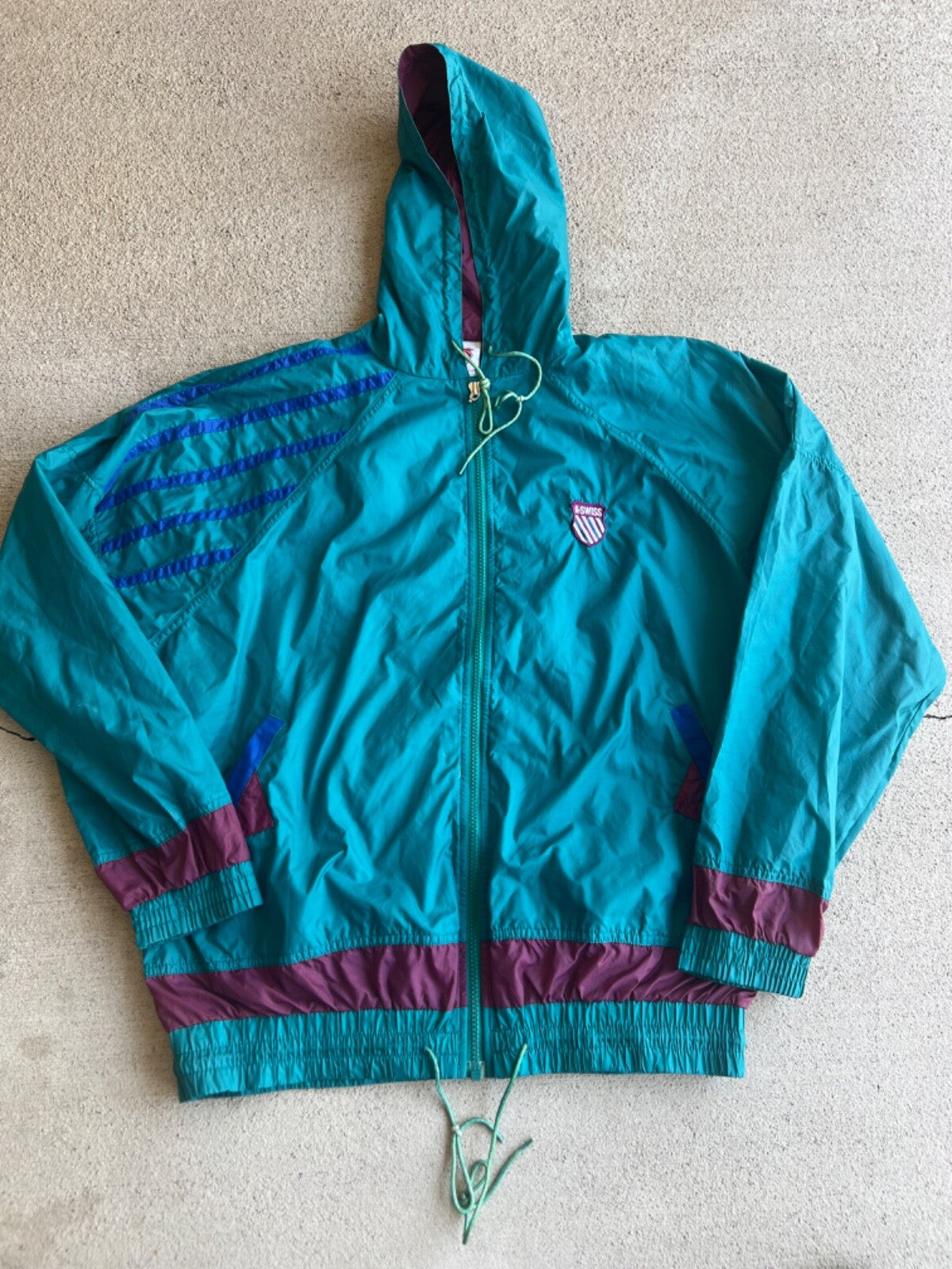 Vintage 90's K-Swiss Hooded Windbreaker Jacket