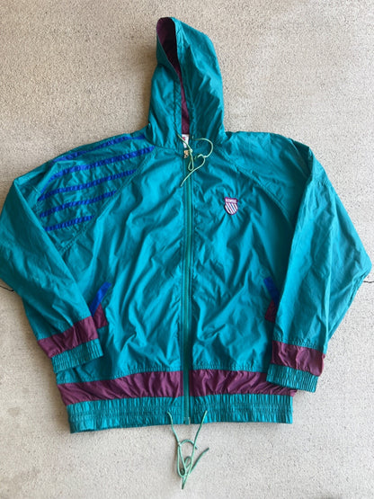 Vintage 90's K-Swiss Hooded Windbreaker Jacket