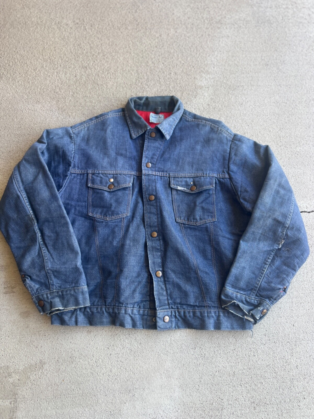 Vintage Roebucks Quilted Lined Denim Trucker Jacket