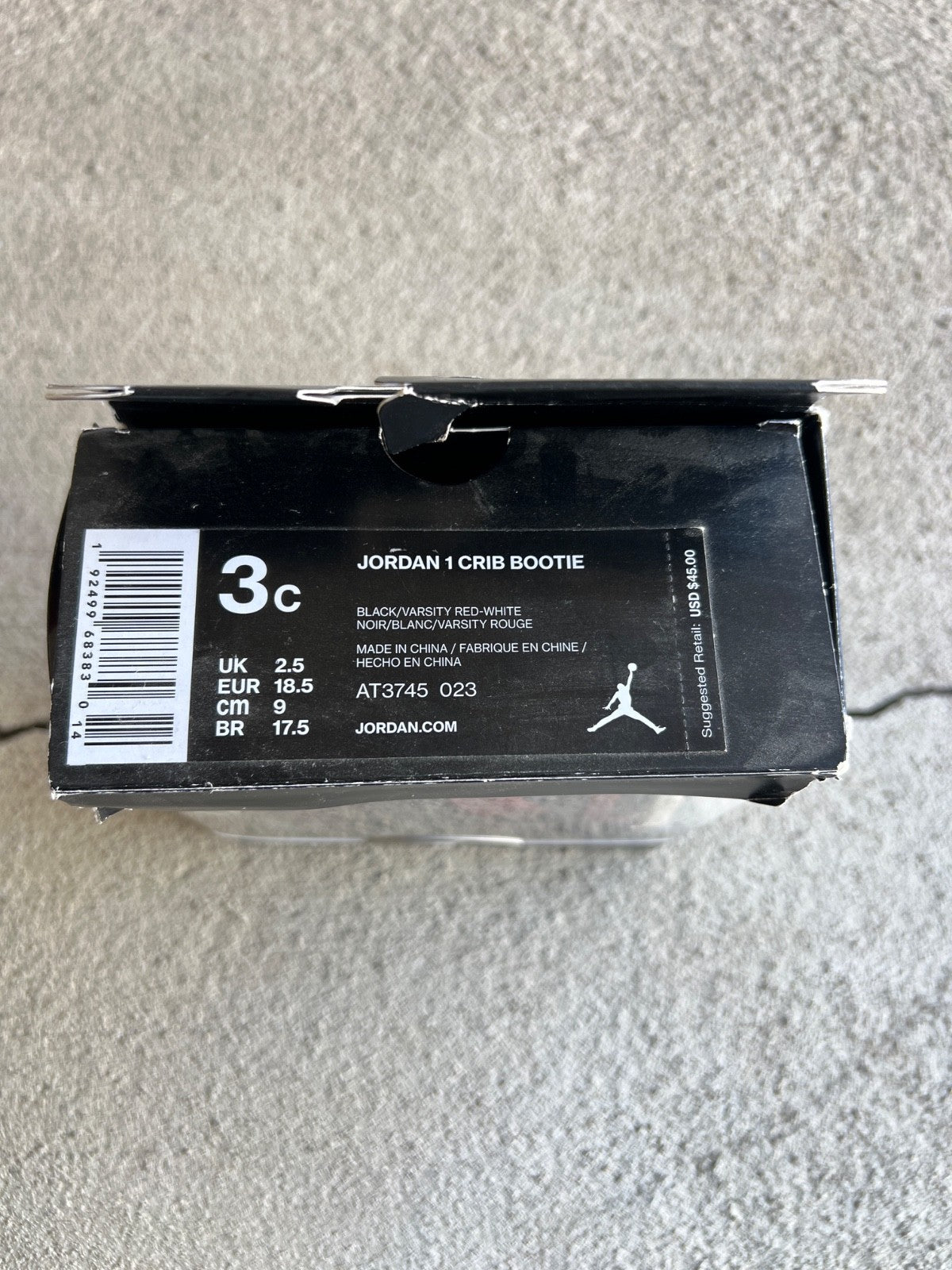 Jordan 1 Crib Bootie Black & Red (Bred) 3c w/Box