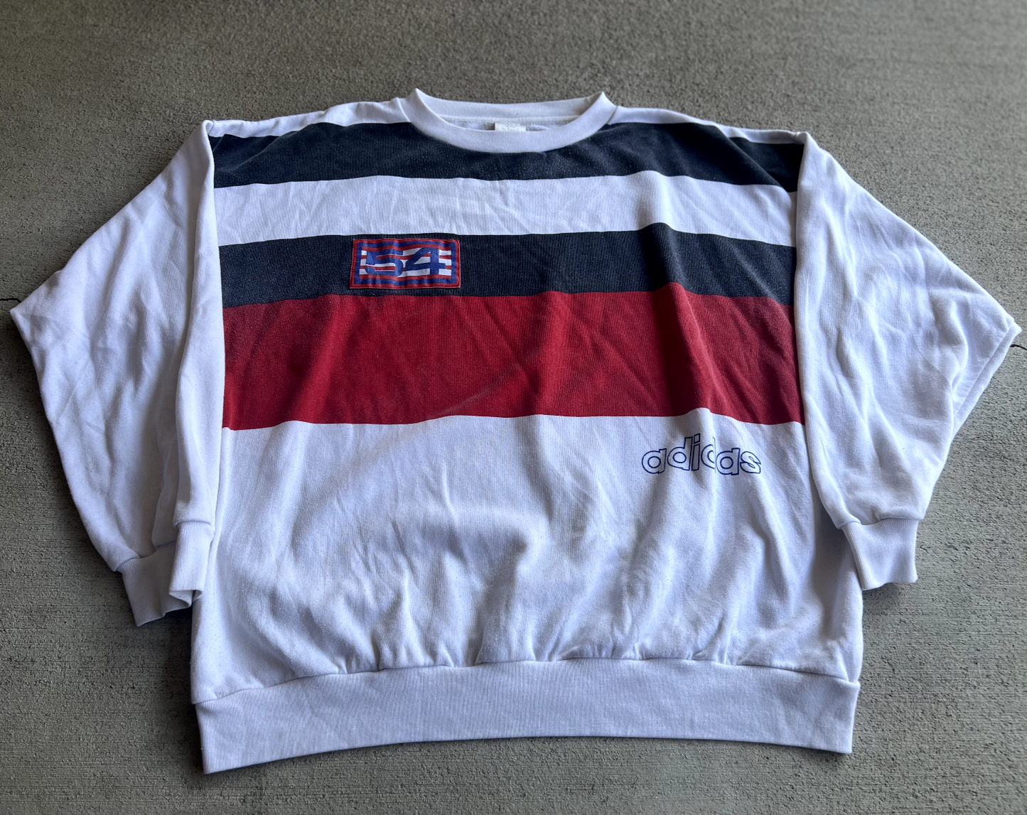 Vintage 90's Adidas "54" Striped Crewneck Sweatshirt