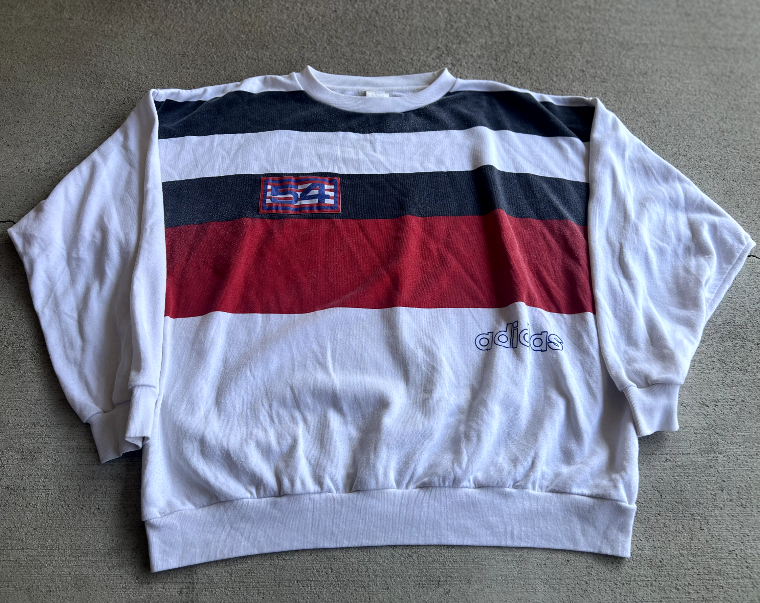 Vintage 90's Adidas "54" Striped Crewneck Sweatshirt